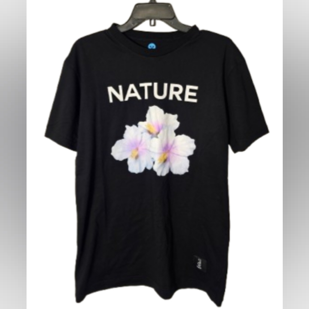 VAST Black Floral Nature Short Sleeve Graphic T-Shirt Size Large NWT